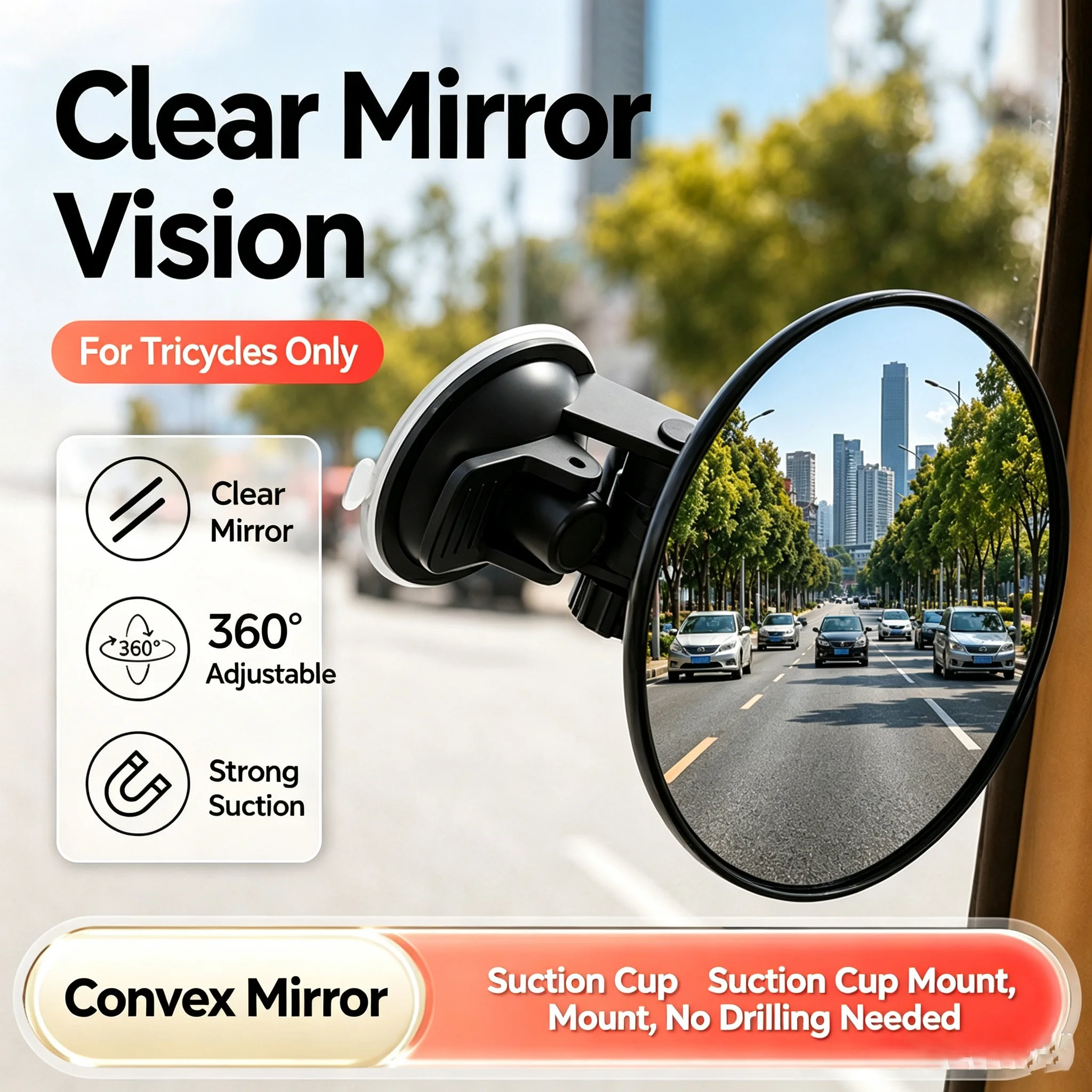 Shaving Mirror Suction - Cermin Titik Buta HD Dapat Diputar