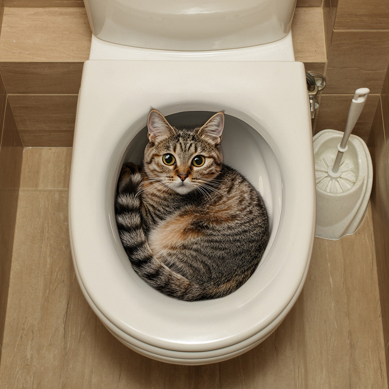 Stiker Toilet Kucing Lucu 3D S - Jet Home Bathroom Accessories ulasan dan harga