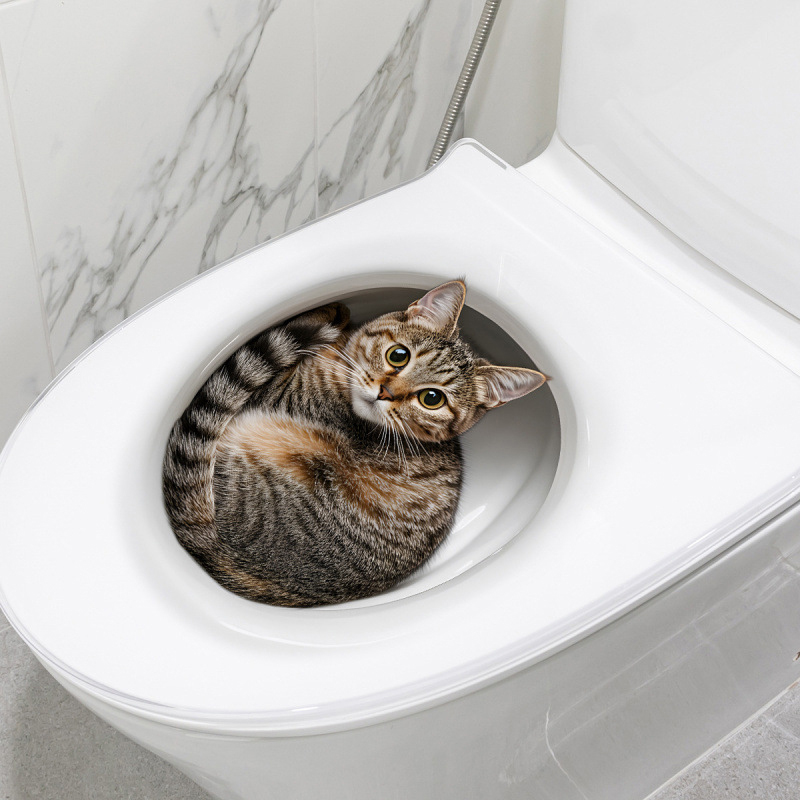 Stiker Toilet Kucing Lucu 3D S - Jet Home Bathroom Accessories ulasan dan harga