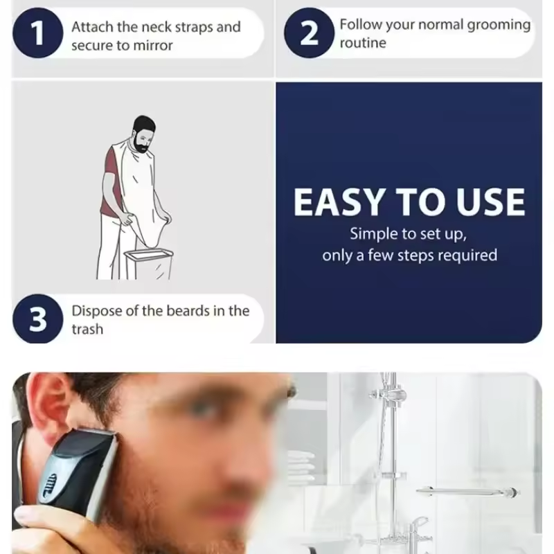 Celemek Cukur Pria Hitam Putih - Shaving Mirror Suction ulasan dan harga