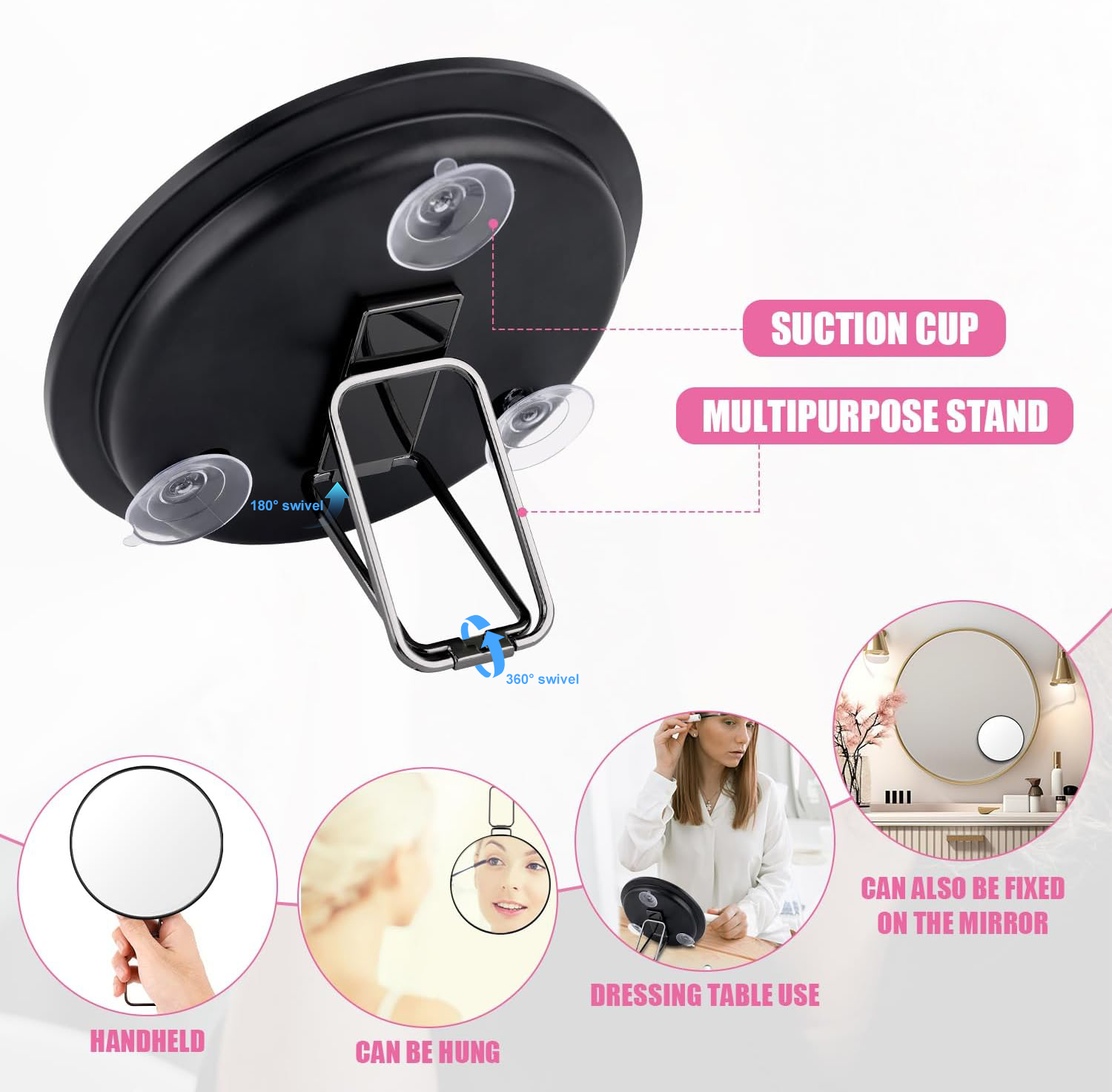 Cermin Rias Portabel 6 inci de - Shaving Mirror Suction ulasan dan harga